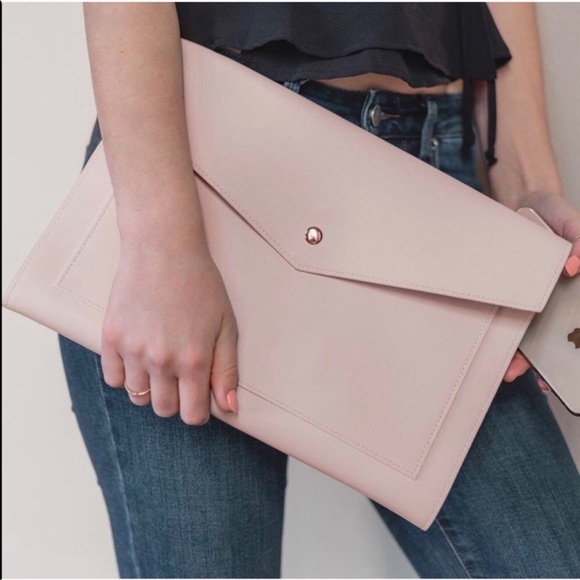 Glass Ladder & Co. Handbags - Vegan Leather Portfolio Clutch Blush Pink